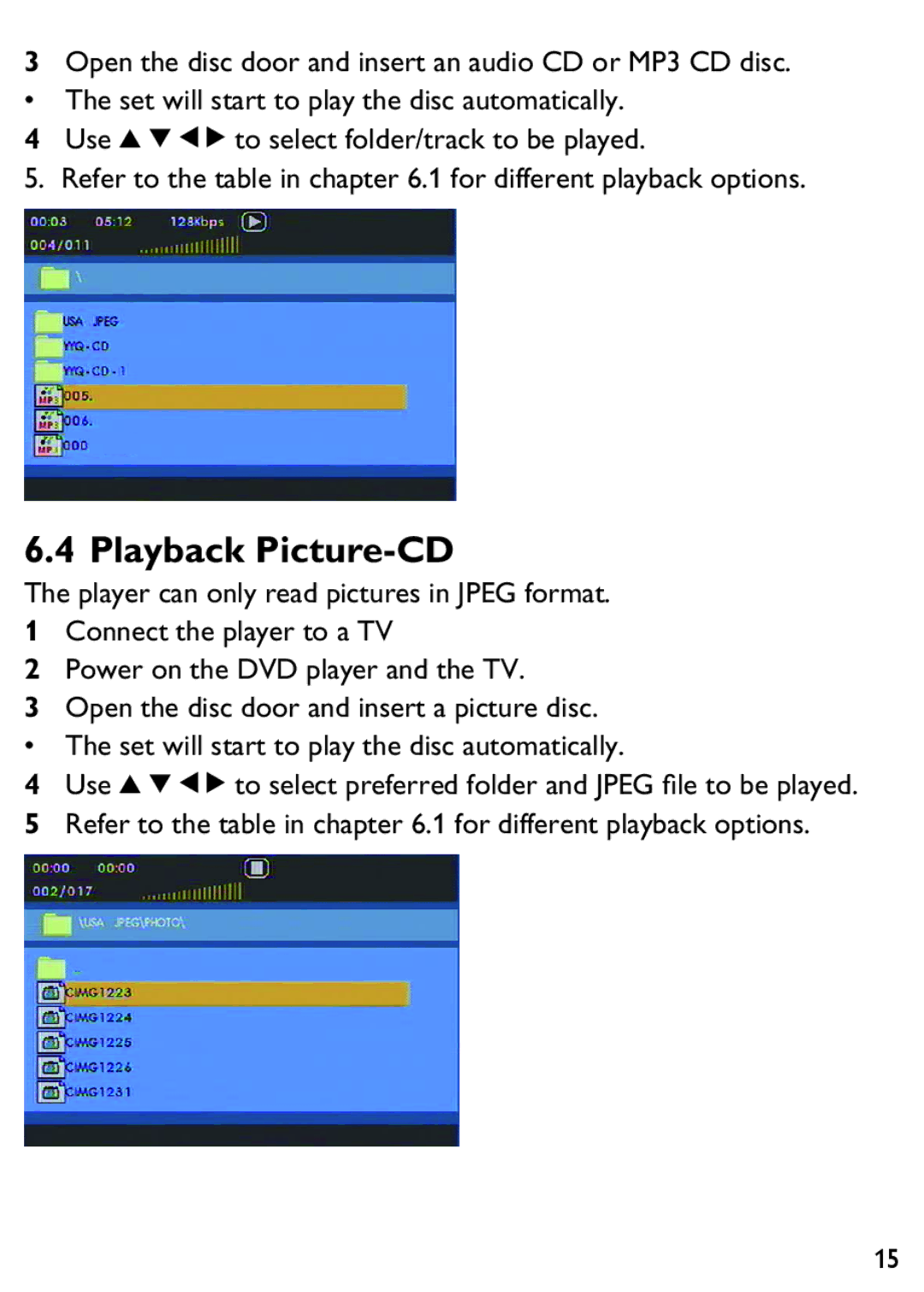 Philips PET100/12 user manual Playback Picture-CD 