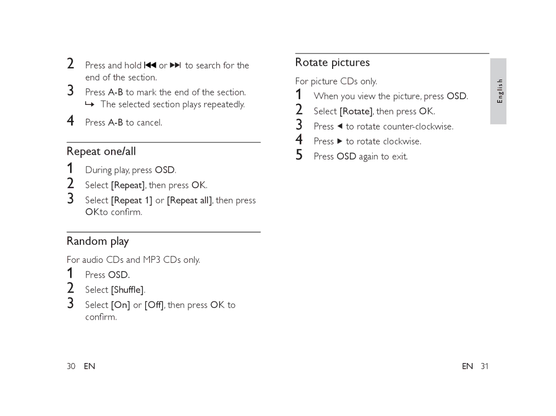 Philips PET101/12 manual Repeat one/all 