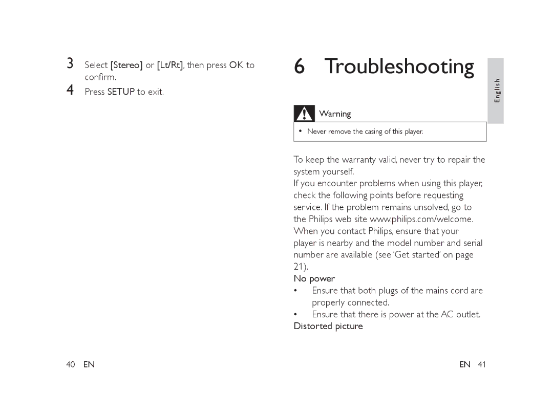 Philips PET101/12 manual Troubleshooting 