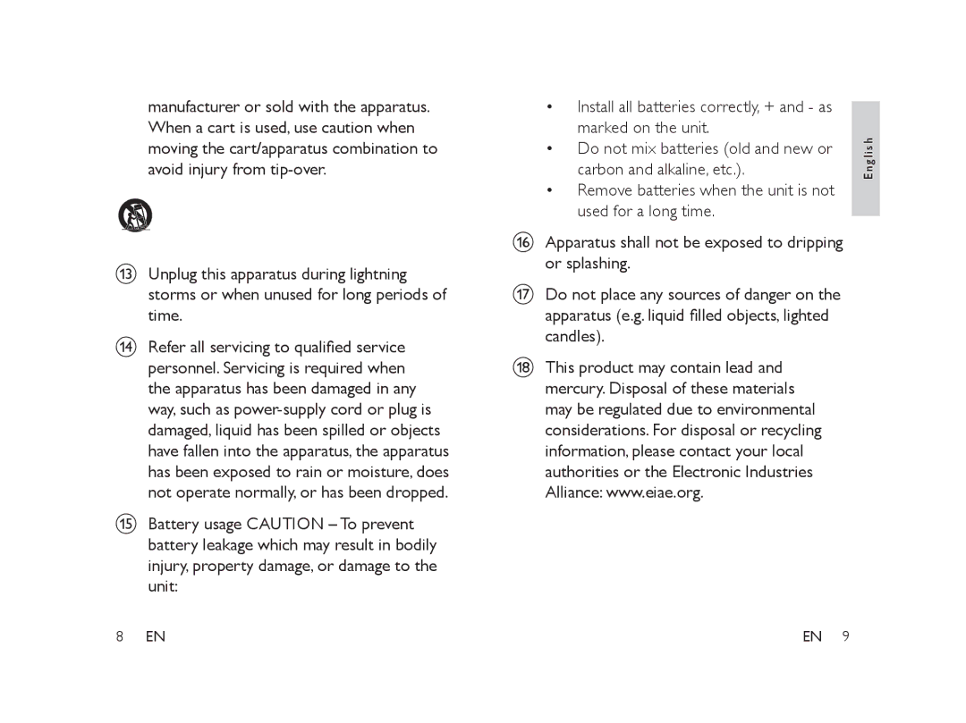 Philips PET101/12 manual G l is h 