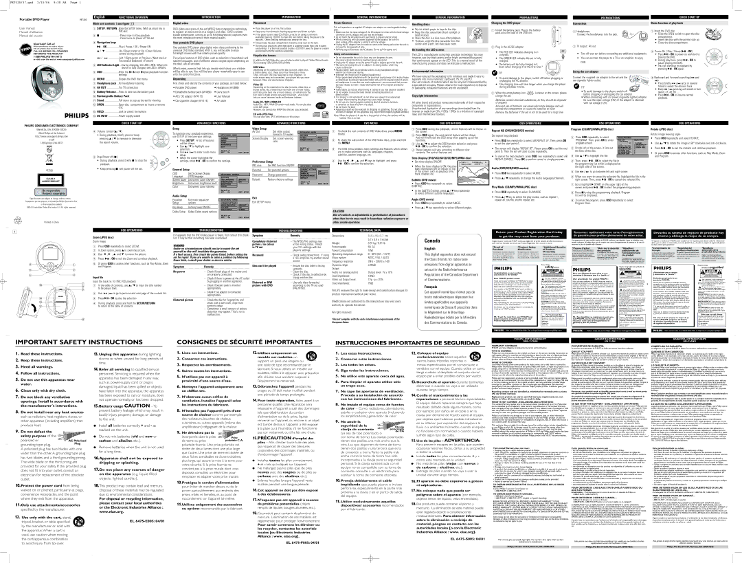 Philips PET320/37B important safety instructions Quick Start UP, OSD Operations, Introduction, Advanced Functions 