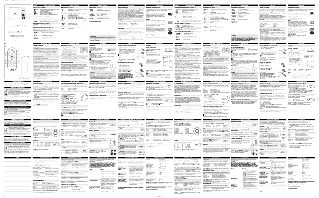 Philips PET705/00 Copyright Information, Disposal of Your OLD Product, Information SUR LE Droit Dauteur, Mando a Distancia 