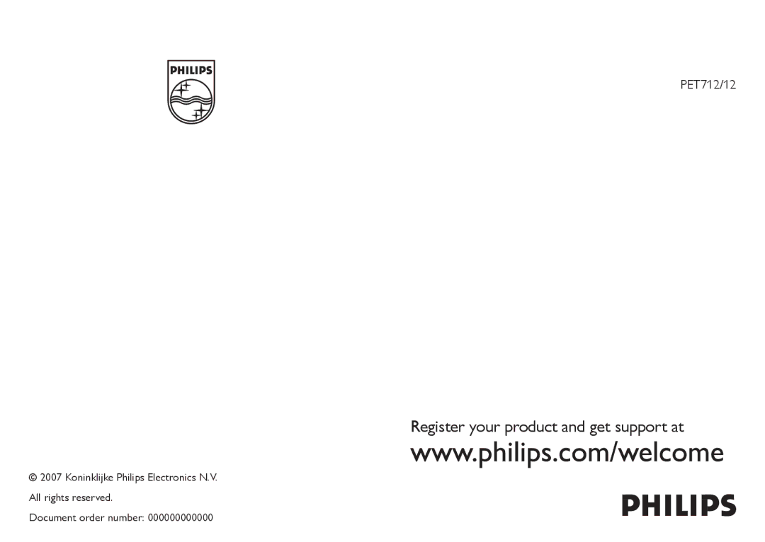 Philips PET712/05, PET712/12 manual Register your product and get support at 