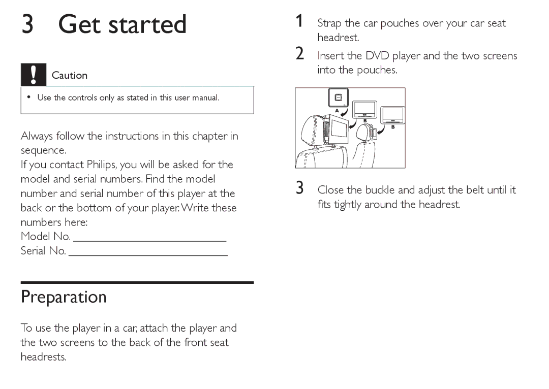 Philips PET712/05, PET712/12 manual Get started, Preparation 