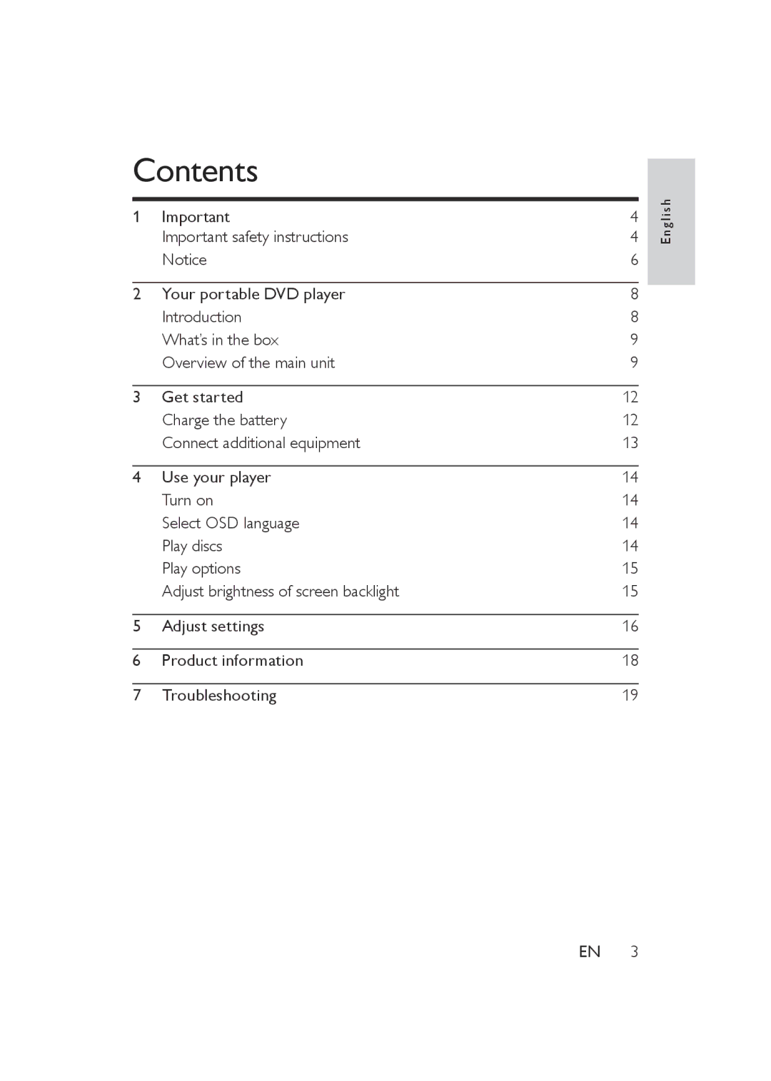 Philips PET721S/05, PET721D/05, PET721C/05 user manual Contents 