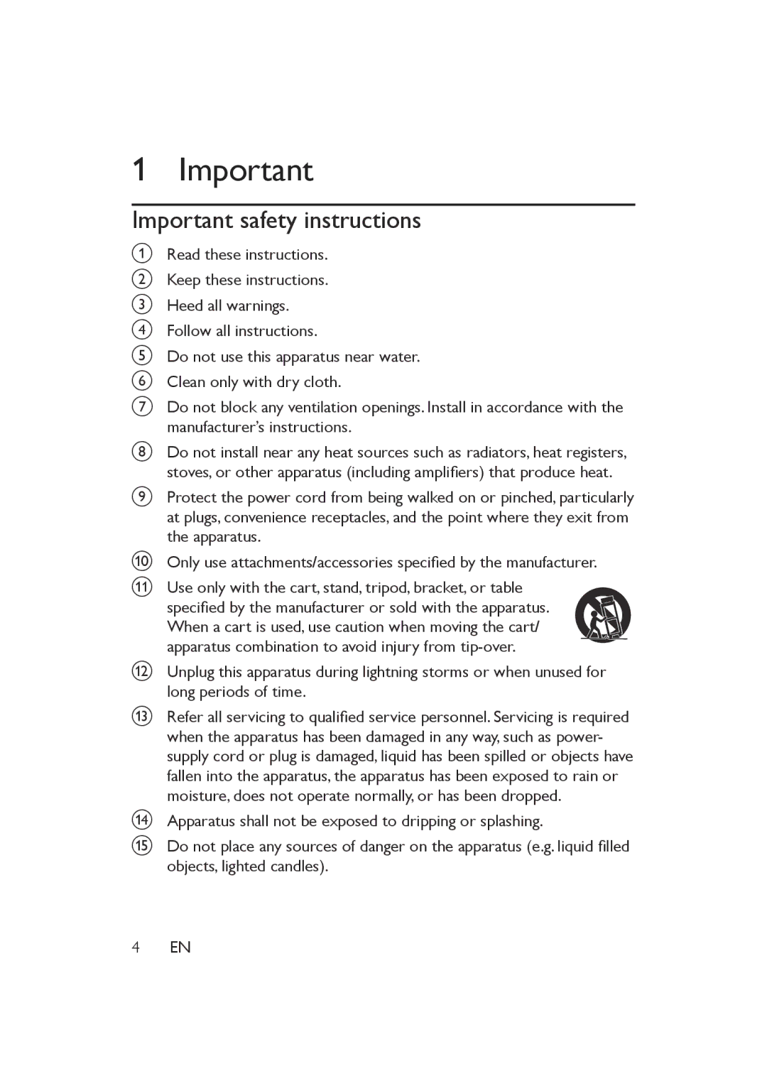 Philips PET721D/05, PET721C/05, PET721S/05 user manual Important safety instructions 