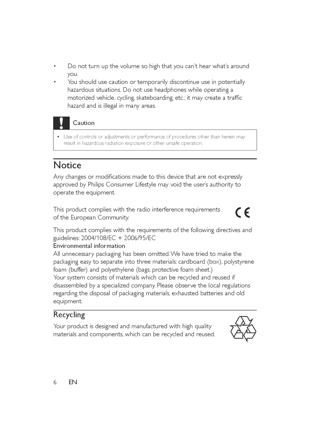 Philips PET721S/05, PET721D/05, PET721C/05 user manual Recycling 