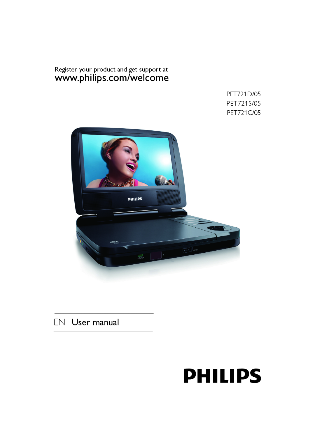 Philips user manual EN User manual, Register your product and get support at, PET721D/05 PET721S/05 PET721C/05 