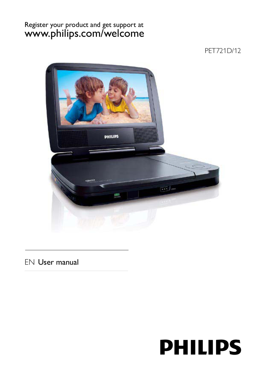 Philips user manual Register your product and get support at PET721D/12 