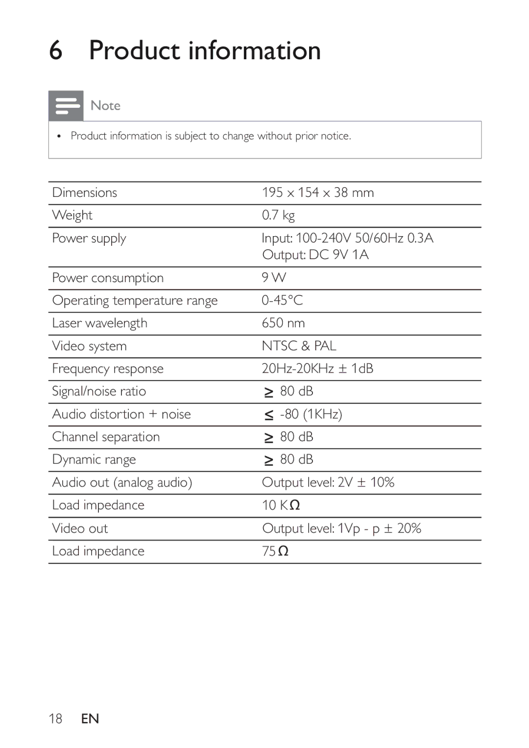 Philips PET721D/12 user manual Product information, Ntsc & PAL 