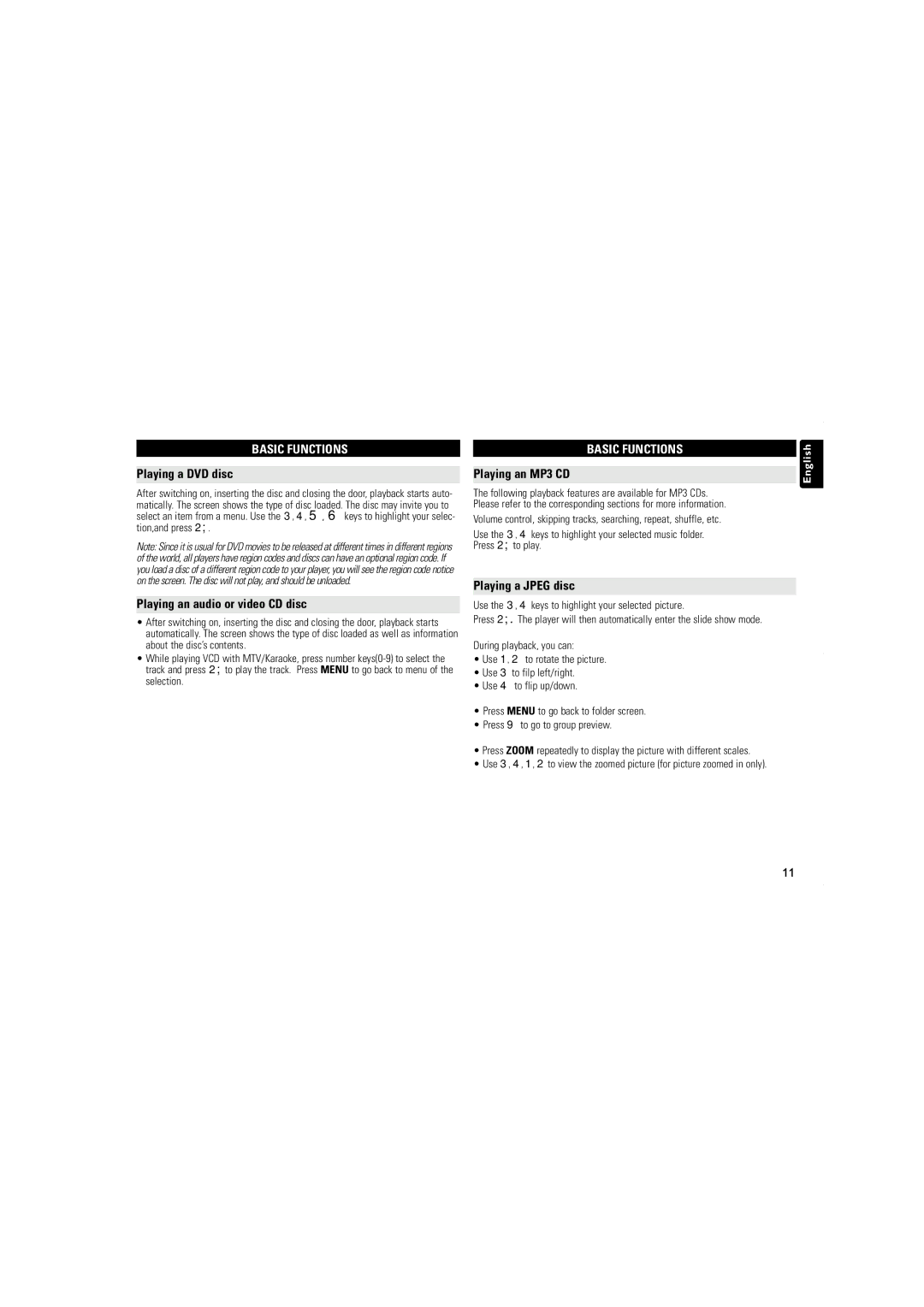 Philips PET723/12 user manual Playing a DVD disc, Playing an audio or video CD disc, Playing an MP3 CD, Playing a Jpeg disc 