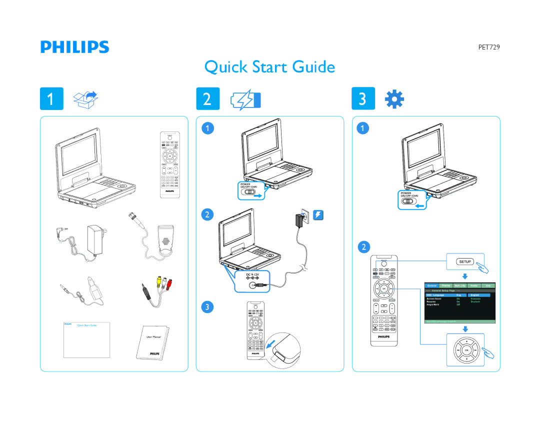 Philips PET729/37 quick start Quick Start Guide 