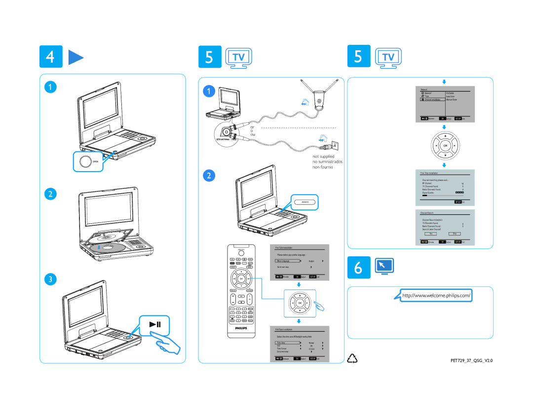 Philips PET729/37 quick start Not supplied 