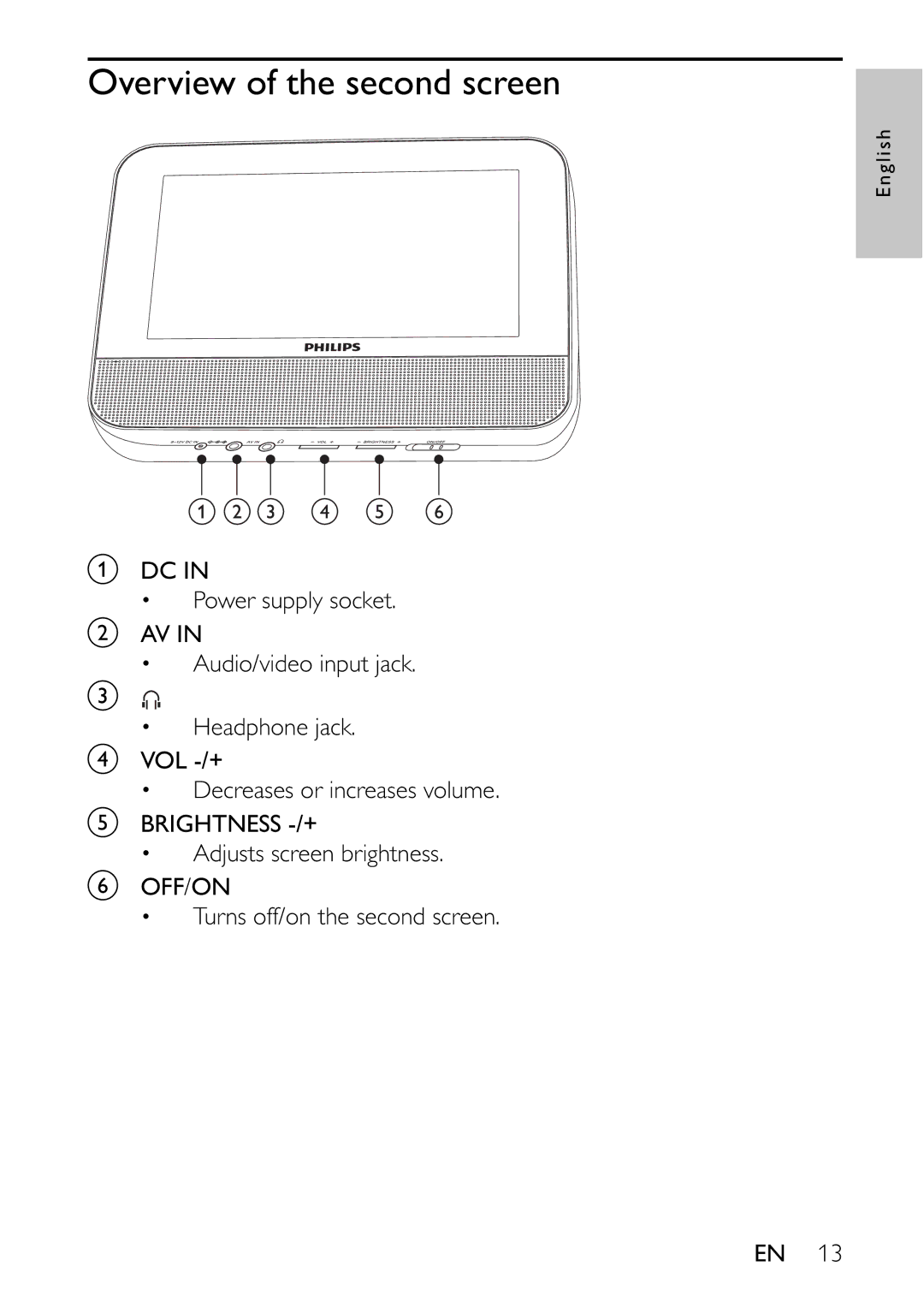 Philips PET7402 user manual Overview of the second screen 