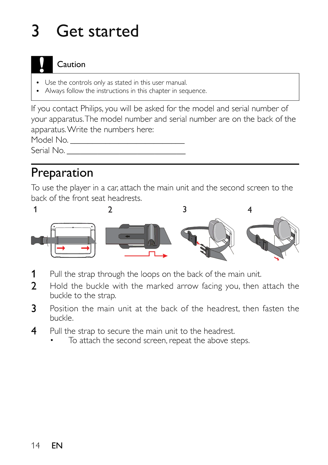 Philips PET7402 user manual Get started, Preparation 