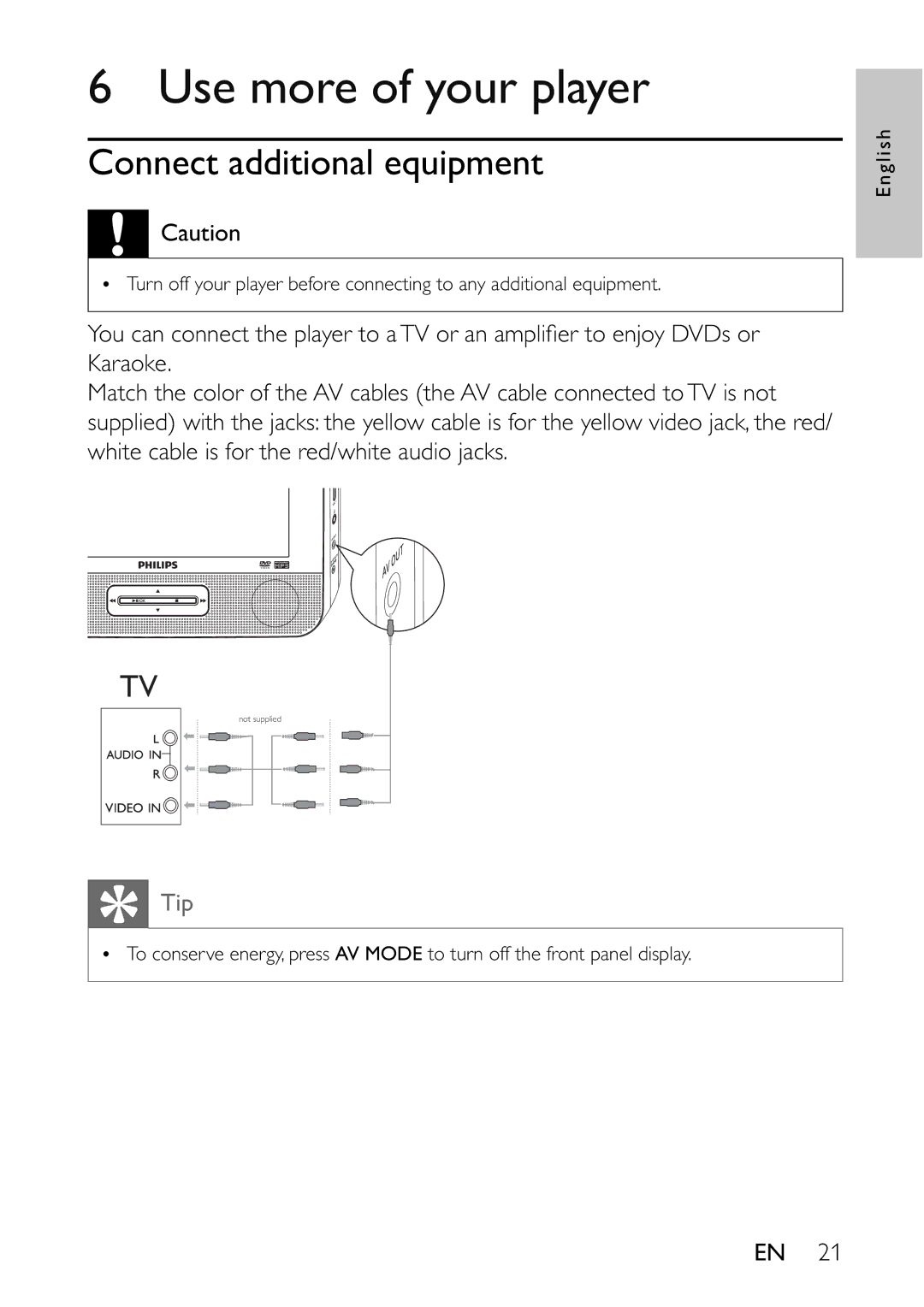 Philips PET7402 user manual Use more of your player, Connect additional equipment 