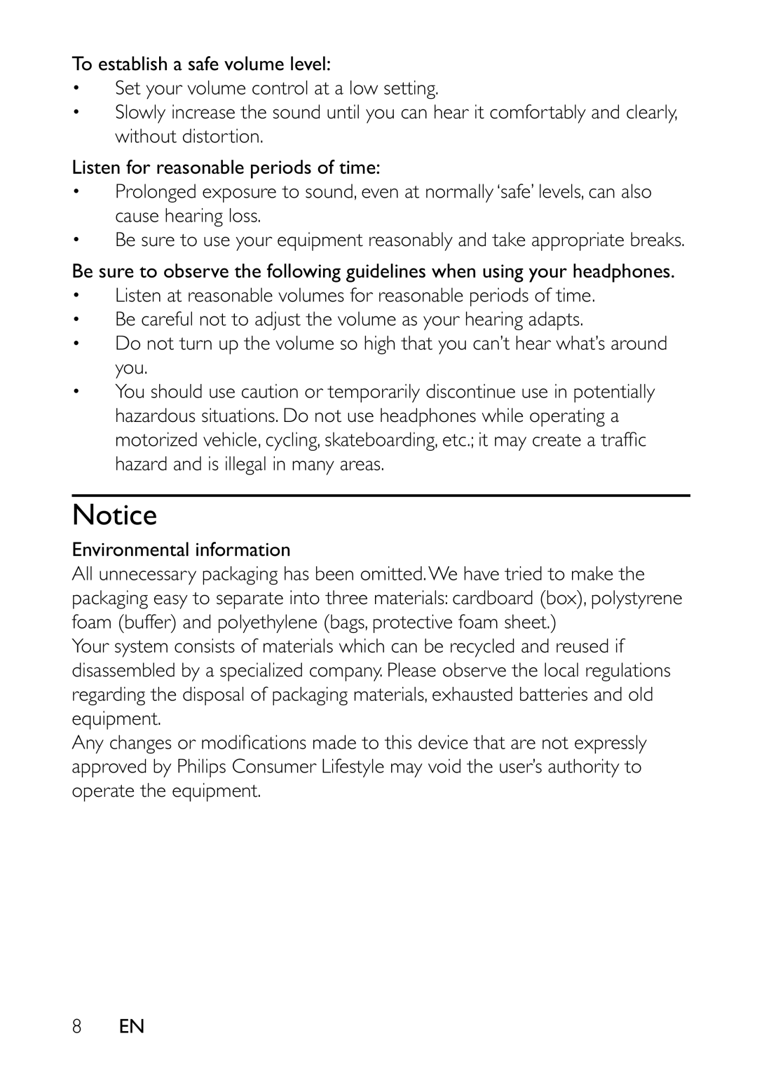 Philips PET7402 user manual Environmental information 