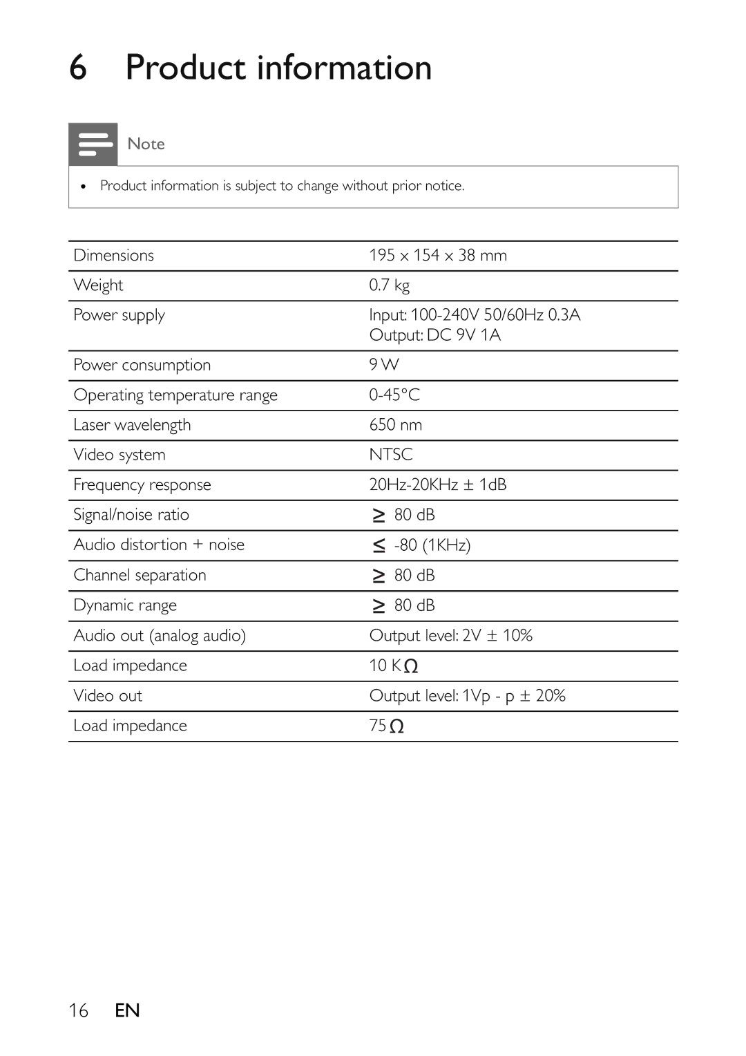 Philips PET741R, PET741B, PET741C, PET741N, PET741W user manual Product information, Ntsc 