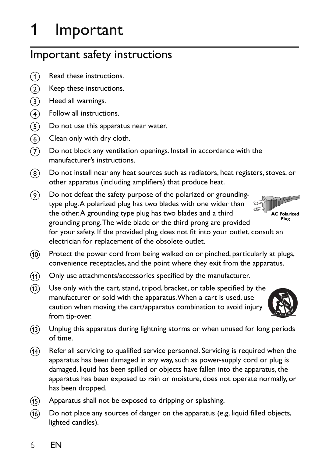 Philips PET741R, PET741B, PET741C, PET741N, PET741W user manual Important safety instructions 