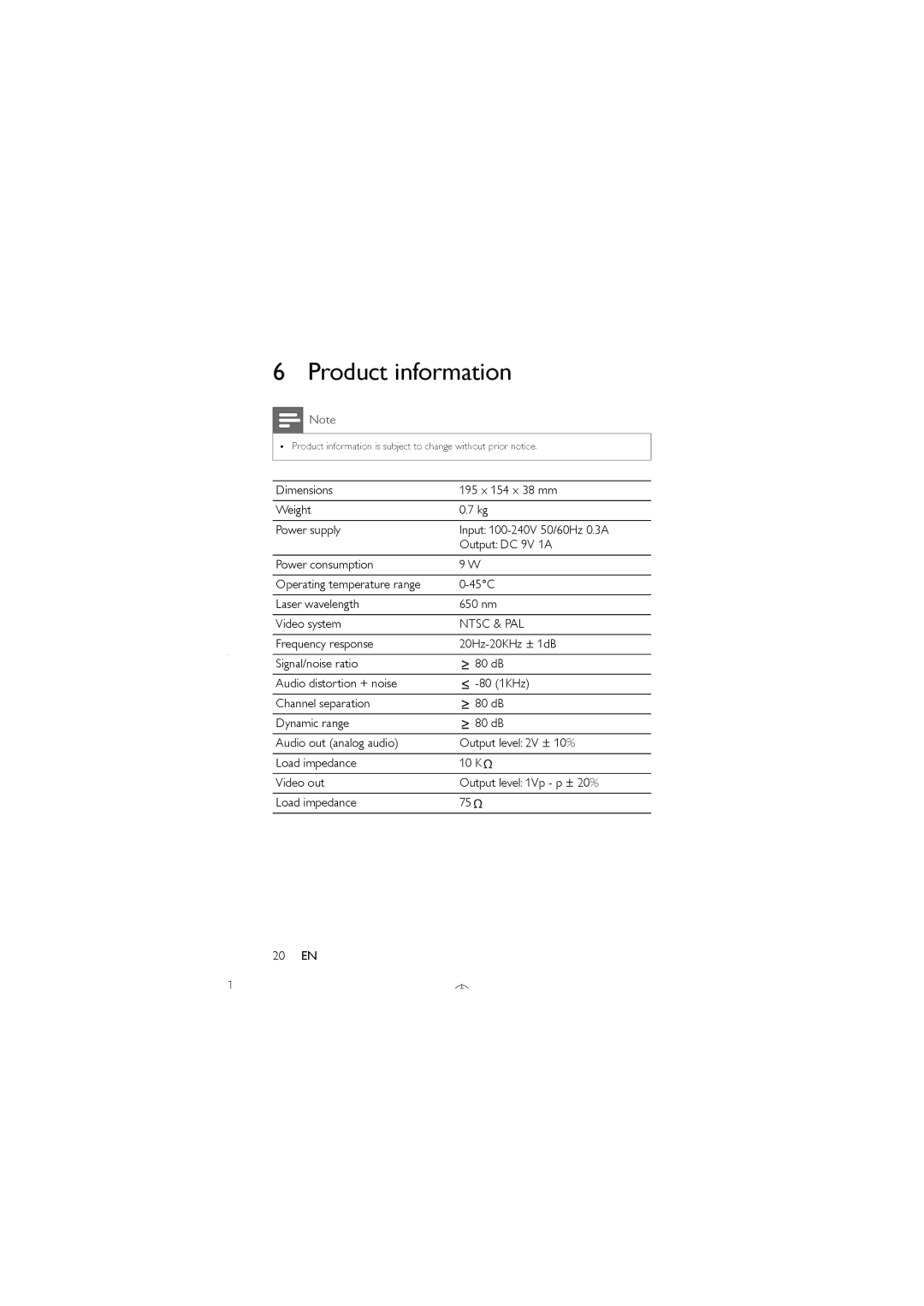 Philips PET741D/05 user manual Product information, Ntsc & PAL 