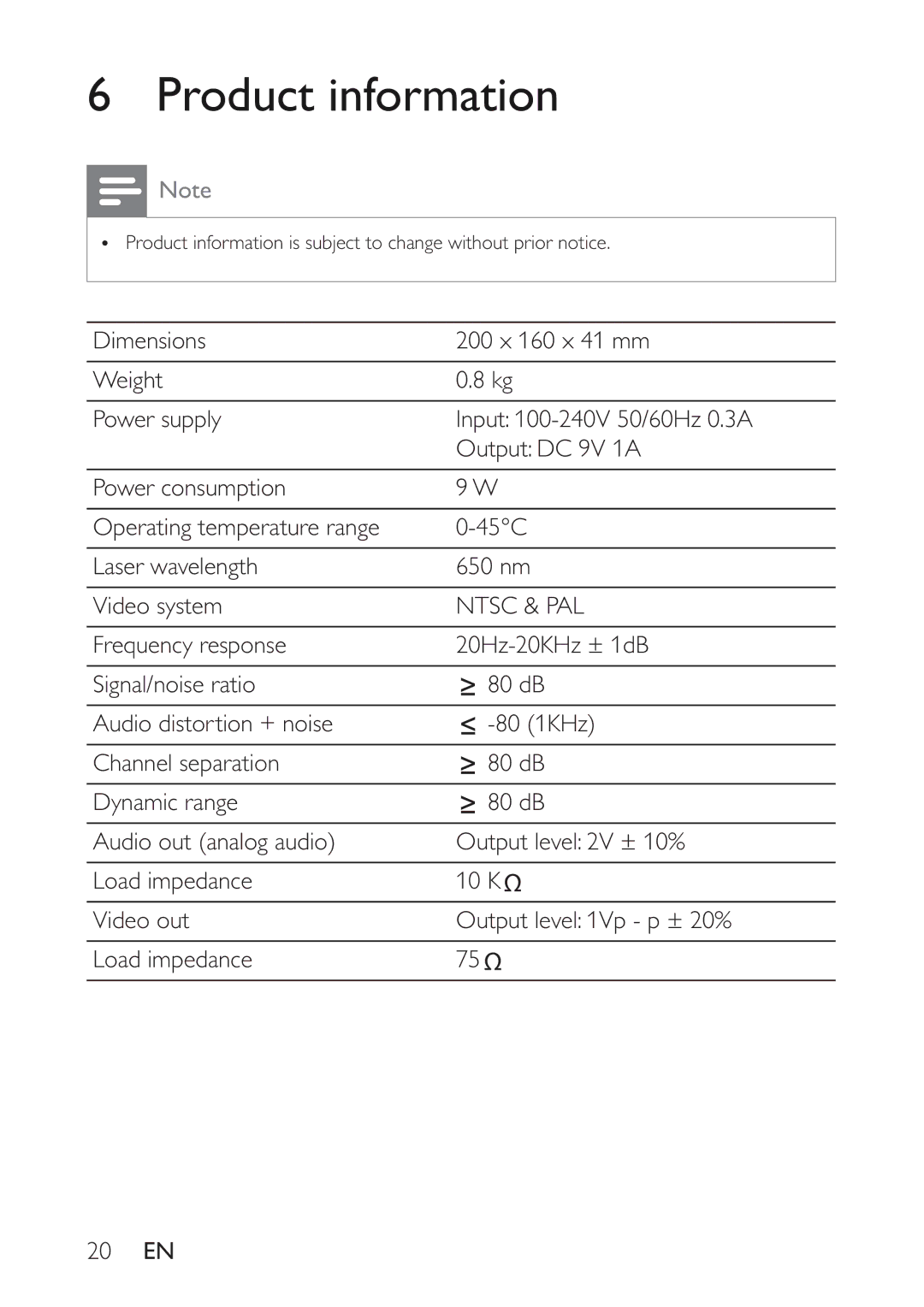 Philips PET742/58 user manual Product information, Ntsc & PAL 