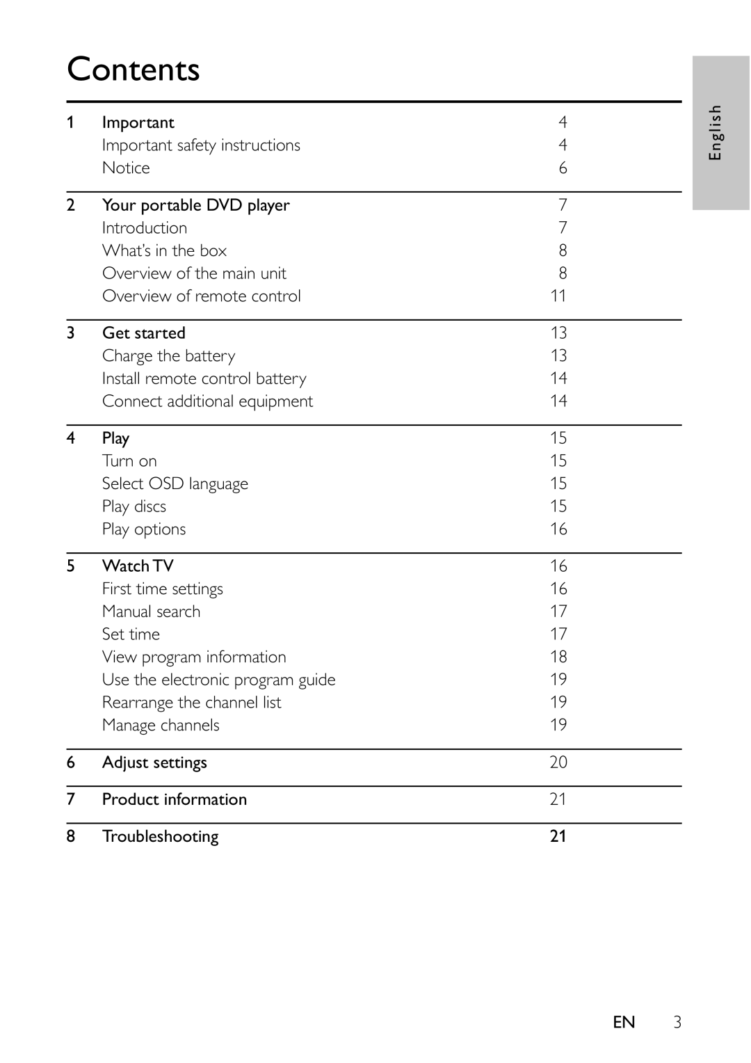 Philips PET745/12 user manual Contents 