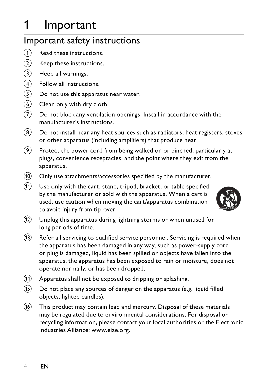 Philips PET745/12 user manual Important safety instructions 