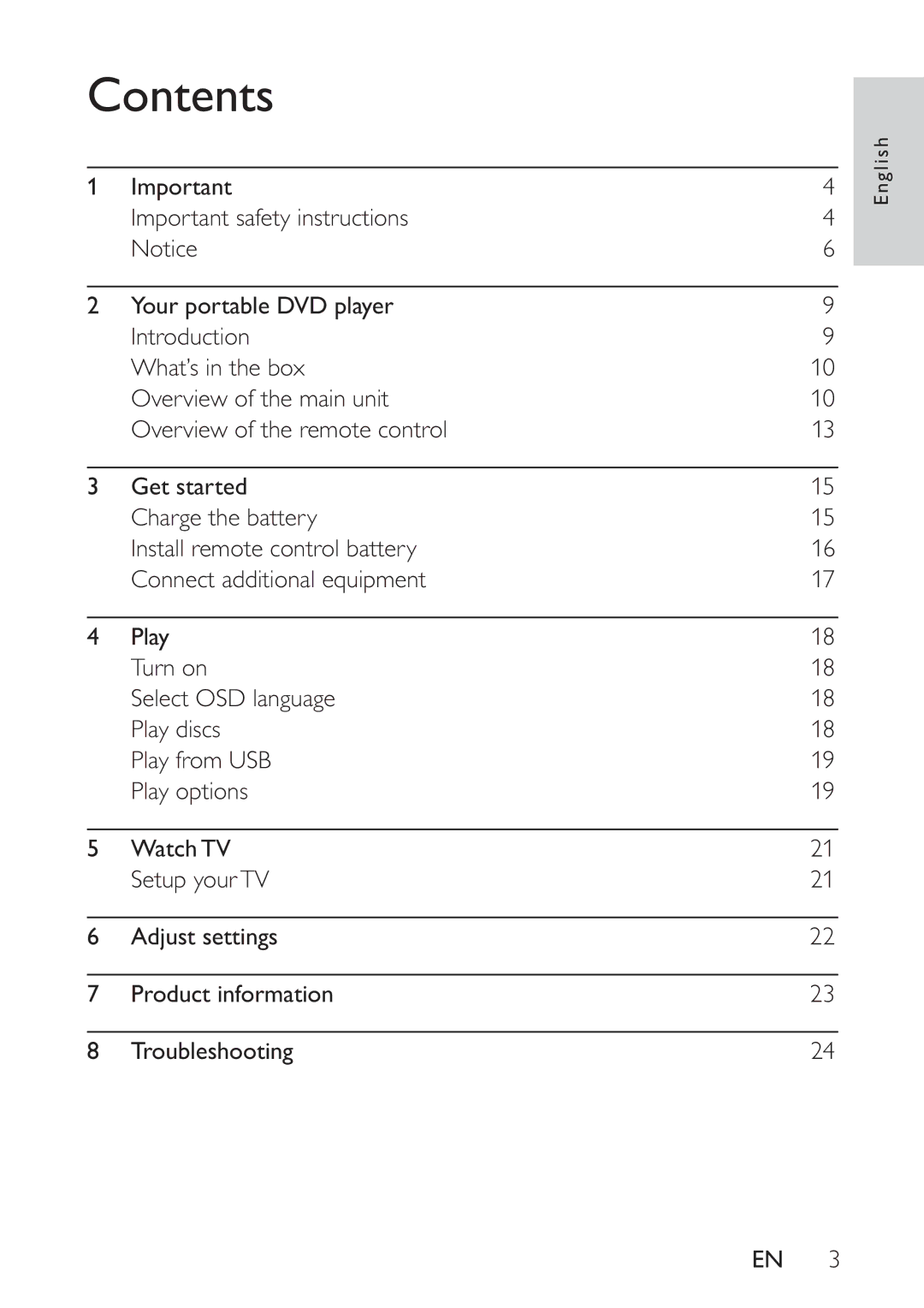 Philips PET748/58 user manual Contents 