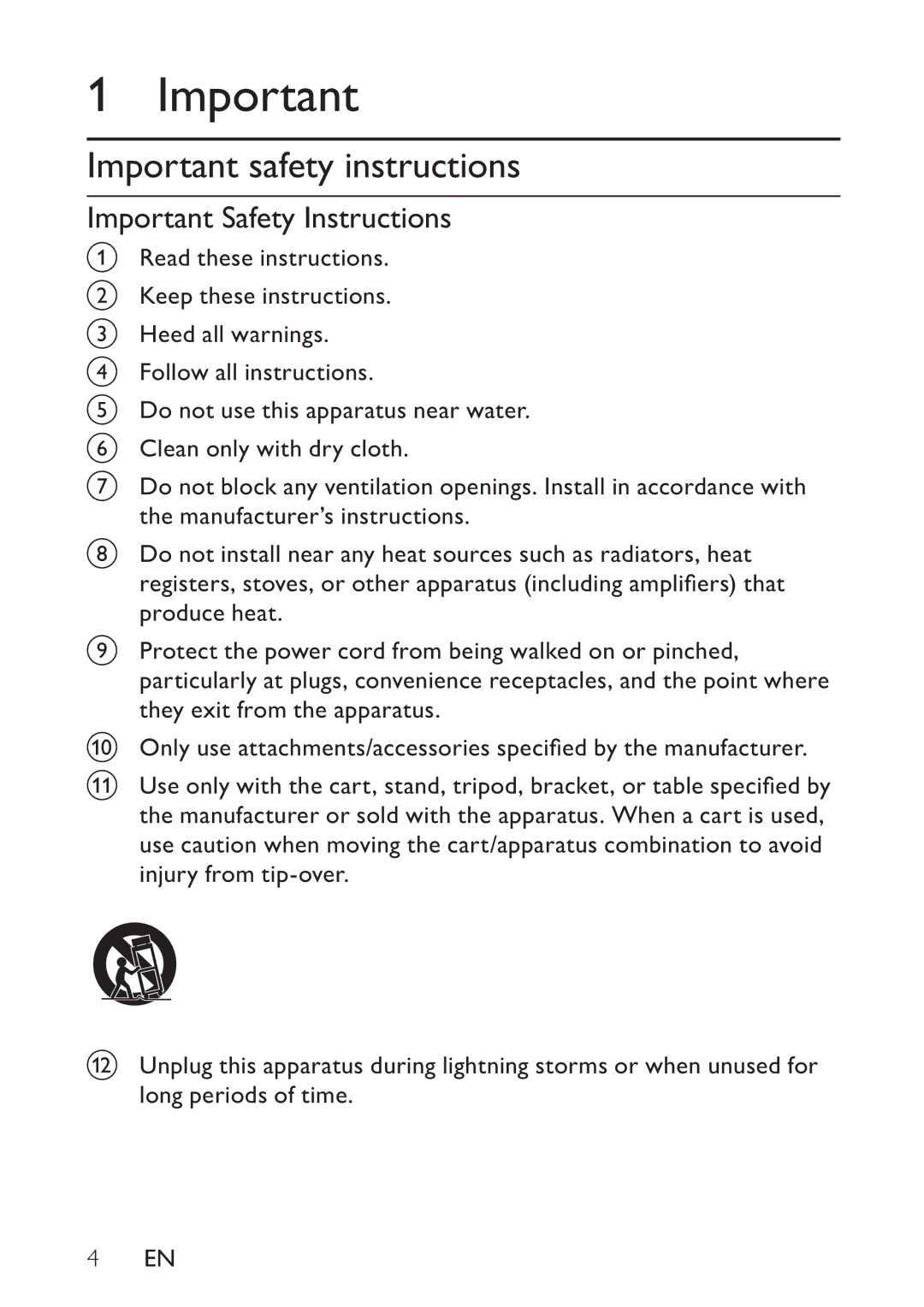 Philips PET748/58 user manual Important safety instructions, Important Safety Instructions 