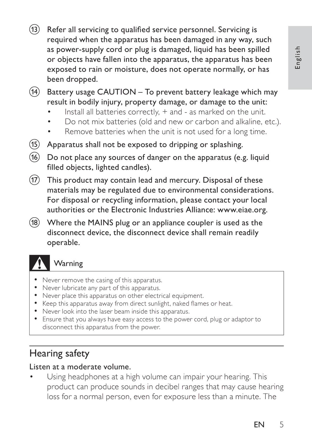 Philips PET748/58 user manual Hearing safety, Listen at a moderate volume 