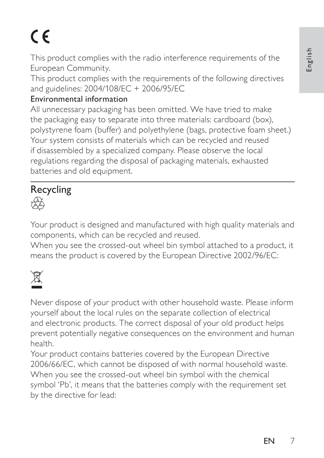 Philips PET748/58 user manual Recycling 