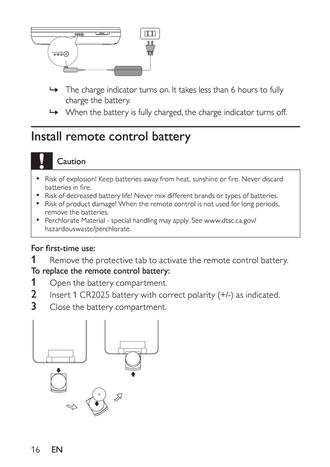 Philips PET748/58 user manual Install remote control battery 