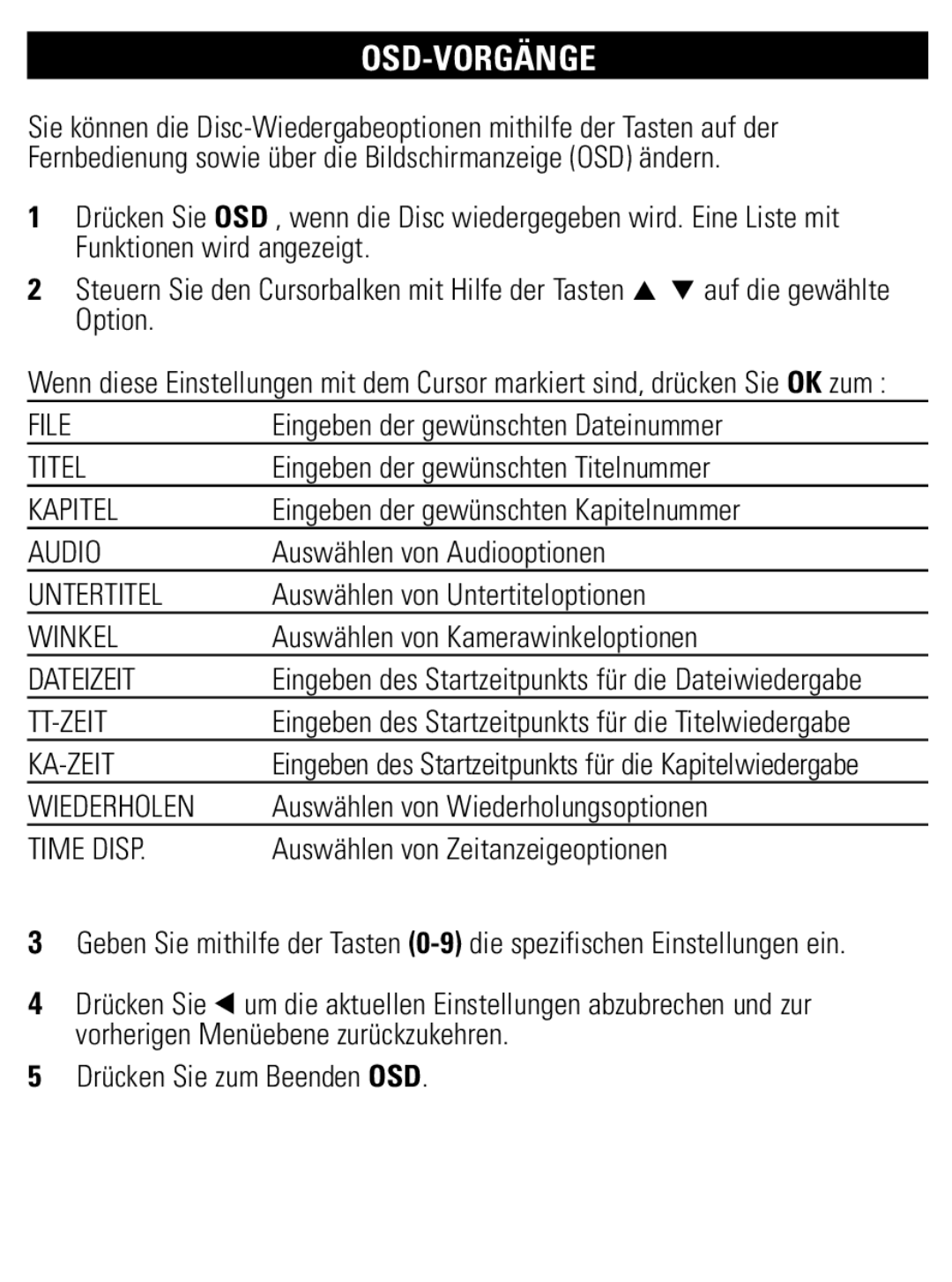 Philips PET821 PET825 user manual Osd-Vorgänge 