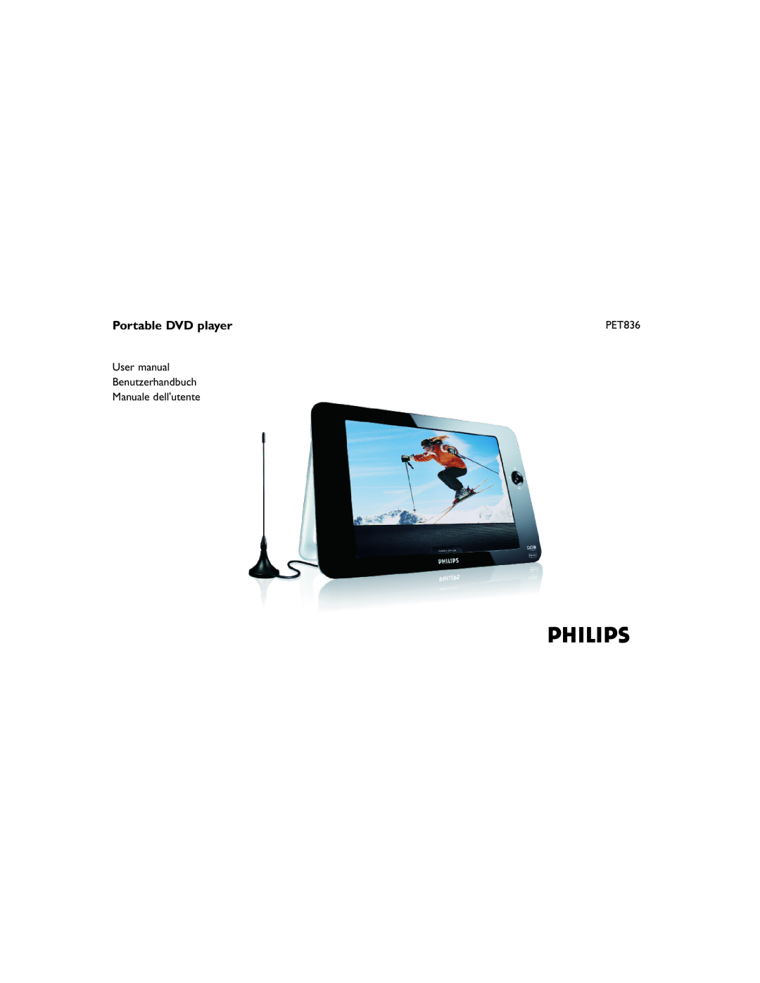 Philips PET836/12 user manual Portable DVD player 