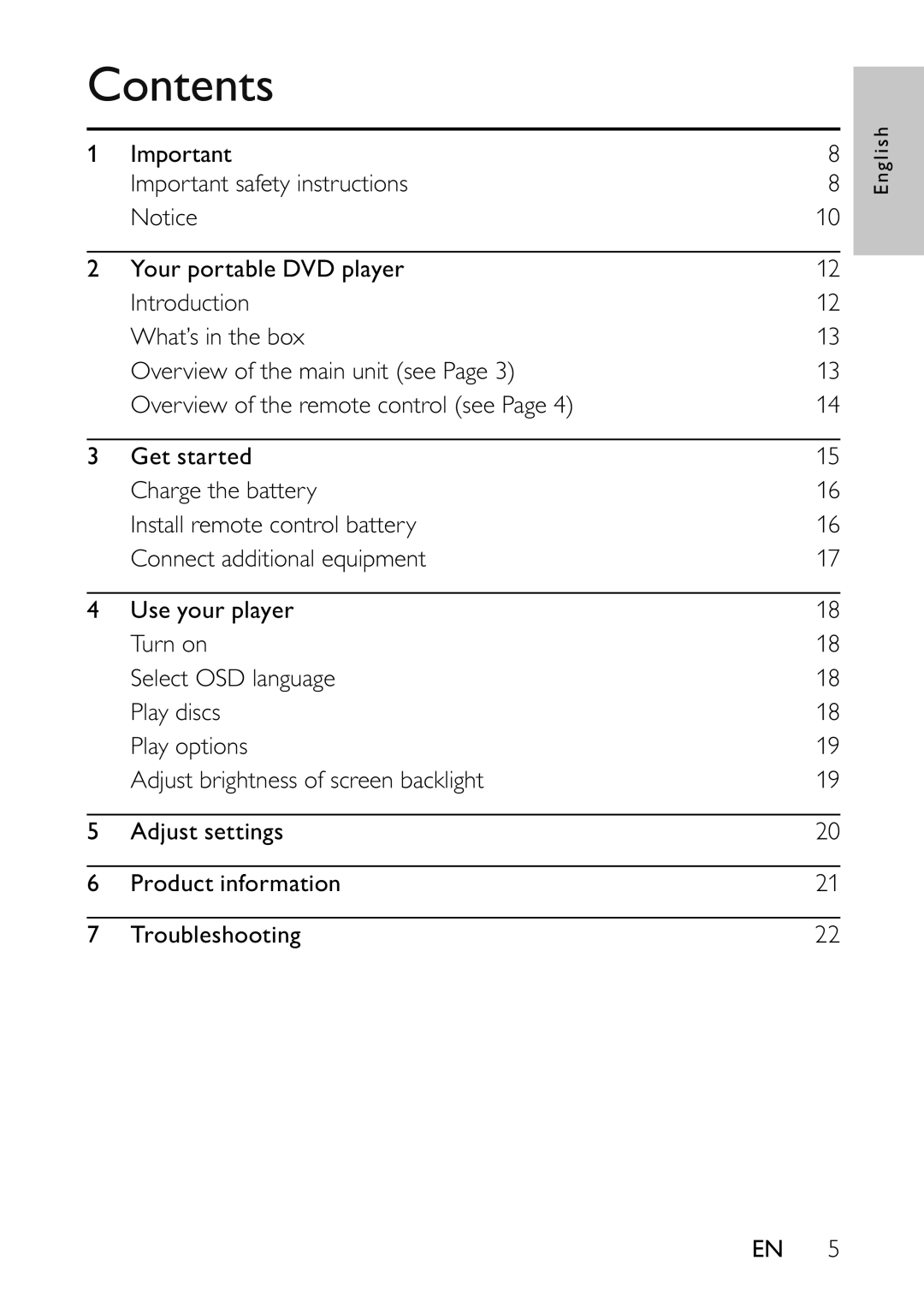 Philips PET941A/37 user manual Contents 