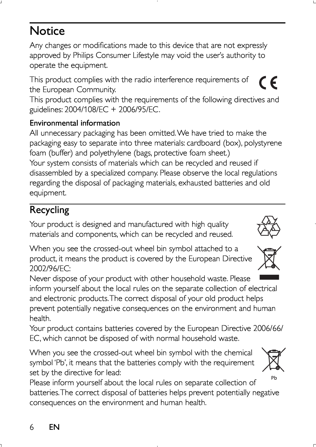 Philips PET941D user manual Recycling 