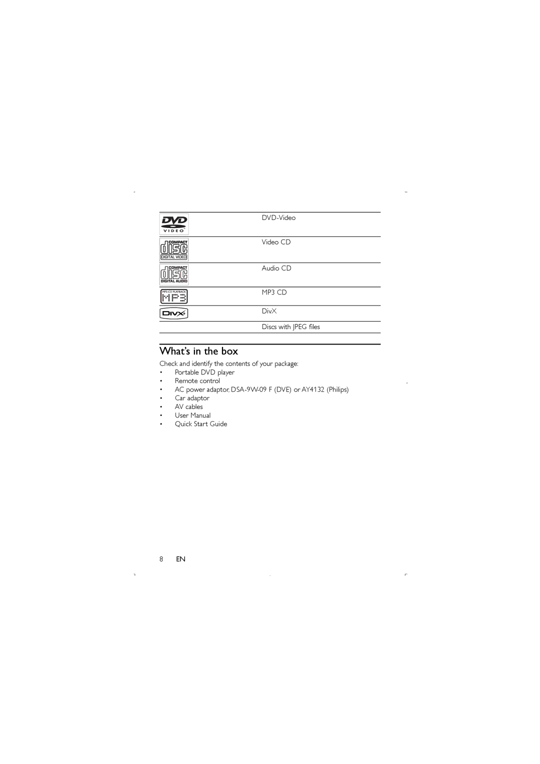 Philips PET941D/05 user manual What’s in the box 