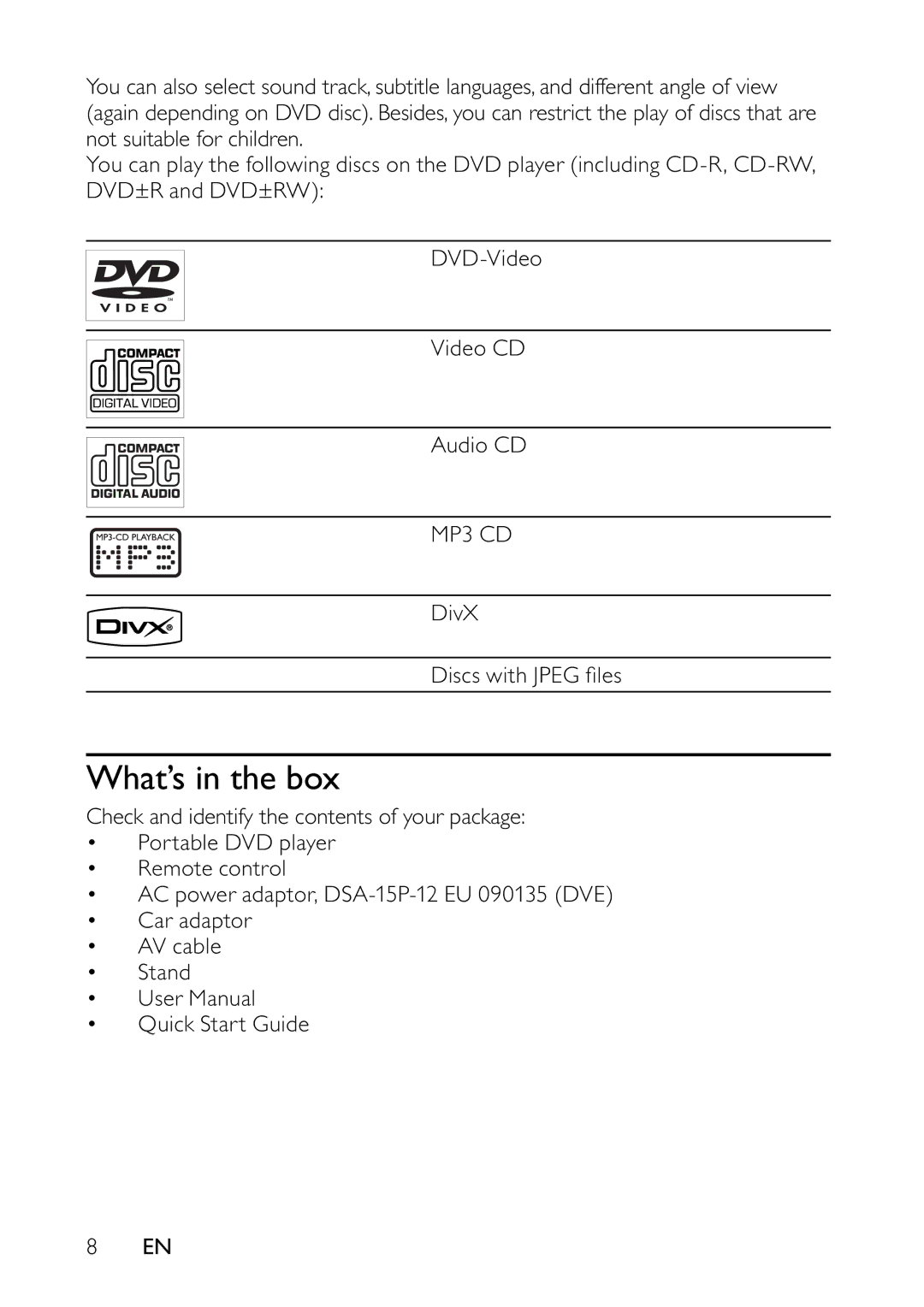 Philips PET944/12 user manual What’s in the box 