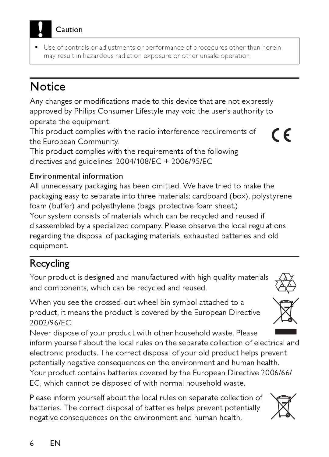 Philips PET944/93 user manual Recycling, Environmental information 