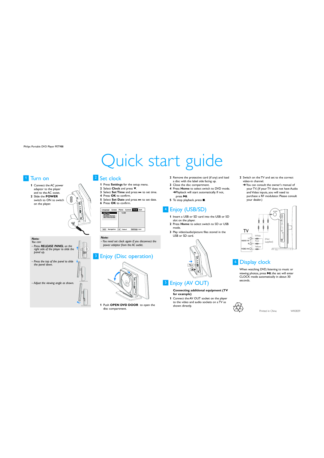 Philips PET988/12 quick start Quick start guide 