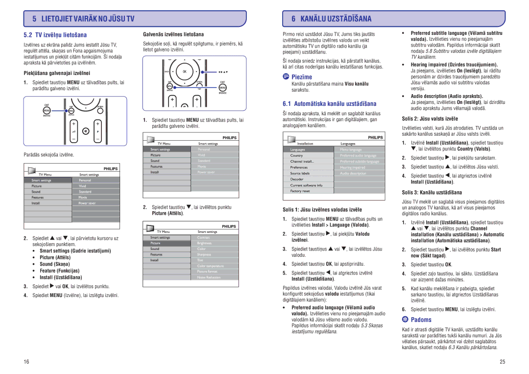 Philips PFL3403D manual TV izvçlòu lietoðana 