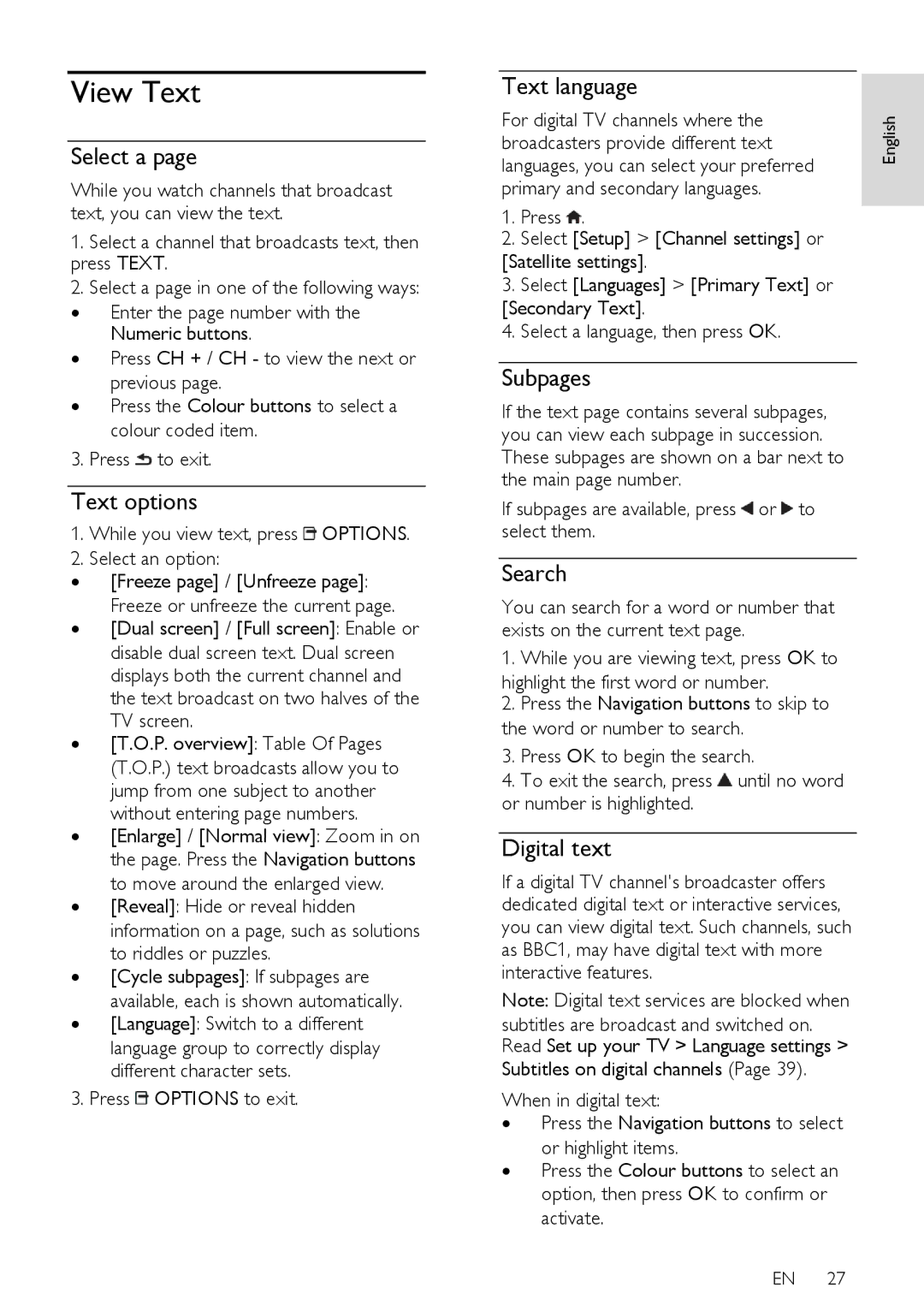 Philips PFL40X7T/12, PFL40X7T/60, PFL40X7H/12, PFL40X7K/12, PFL40X7H/60 user manual View Text 