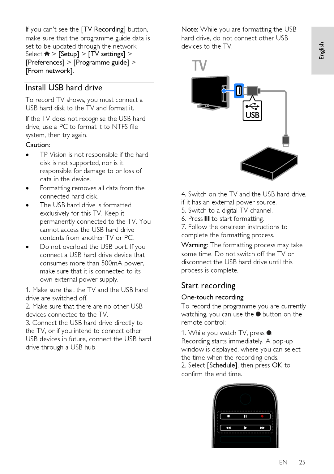 Philips PFL43X7T/12, PFL43X7K/12, PFL43X7H/12 Start recording, Preferences Programme guide From network, Devices to the TV 