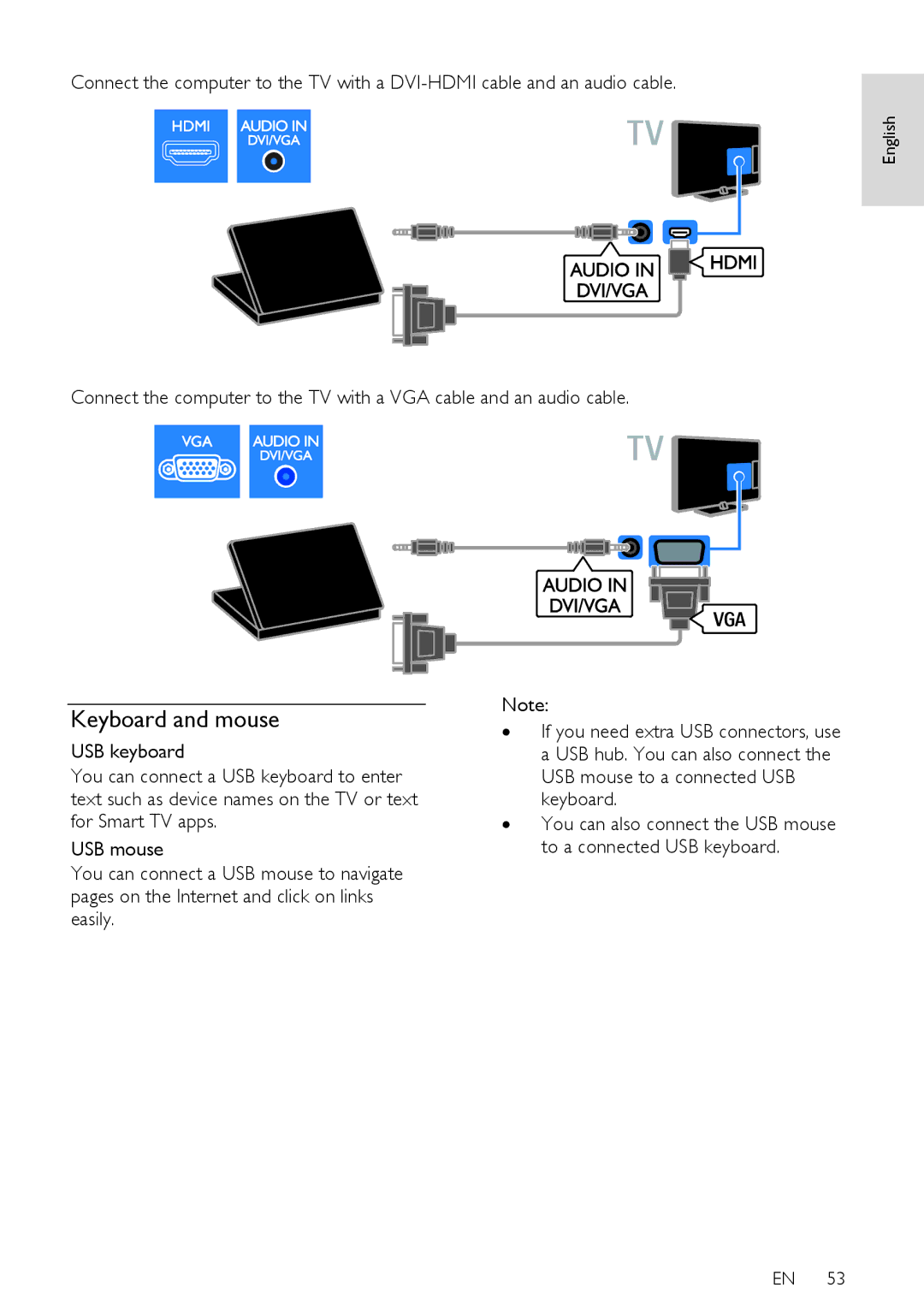 Philips PFL5XX7H/60, PFL5XX7T/60, PFL5XX7K/12, PFL5XX7T/12, PFL5XX7H/12 user manual Keyboard and mouse 