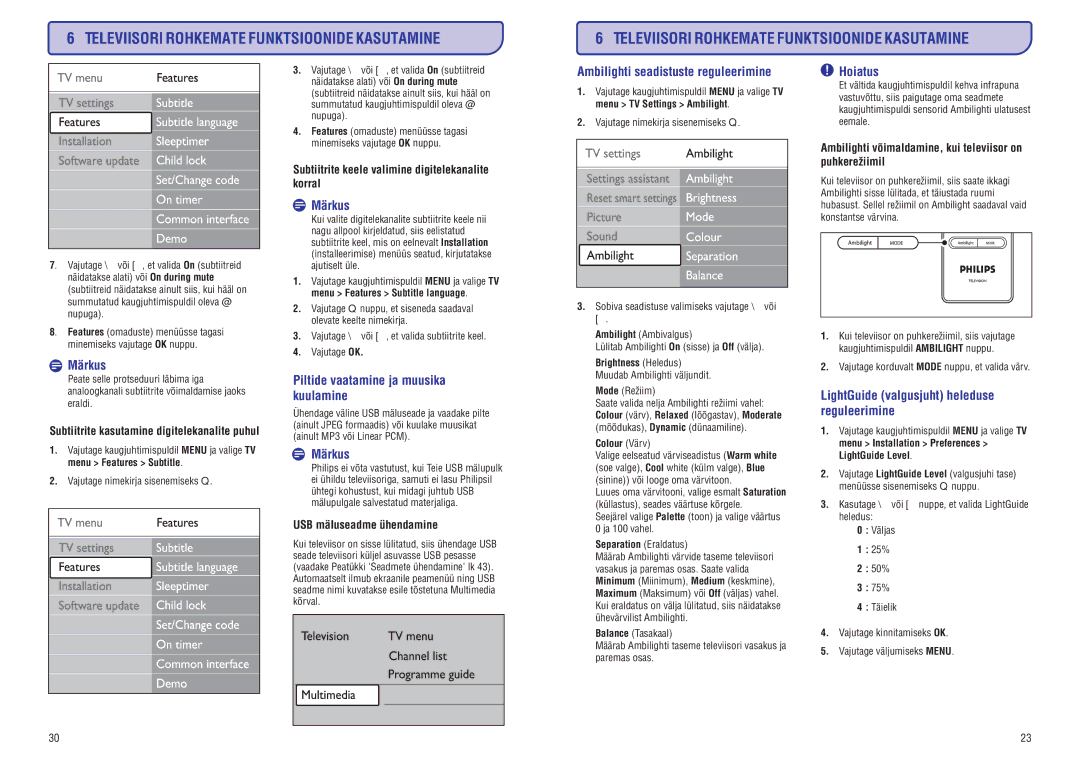 Philips PFL7633D manual USBmäluseadmeühendamine 