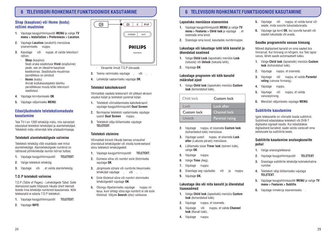 Philips PFL7633D manual Kasutamine, Subtiitritekasutamine 