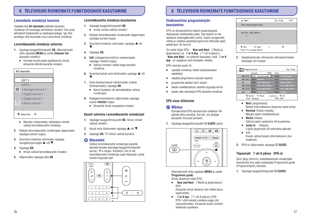 Philips PFL7633D manual Lemmikutenimekirjaloomine, Nõuanded 