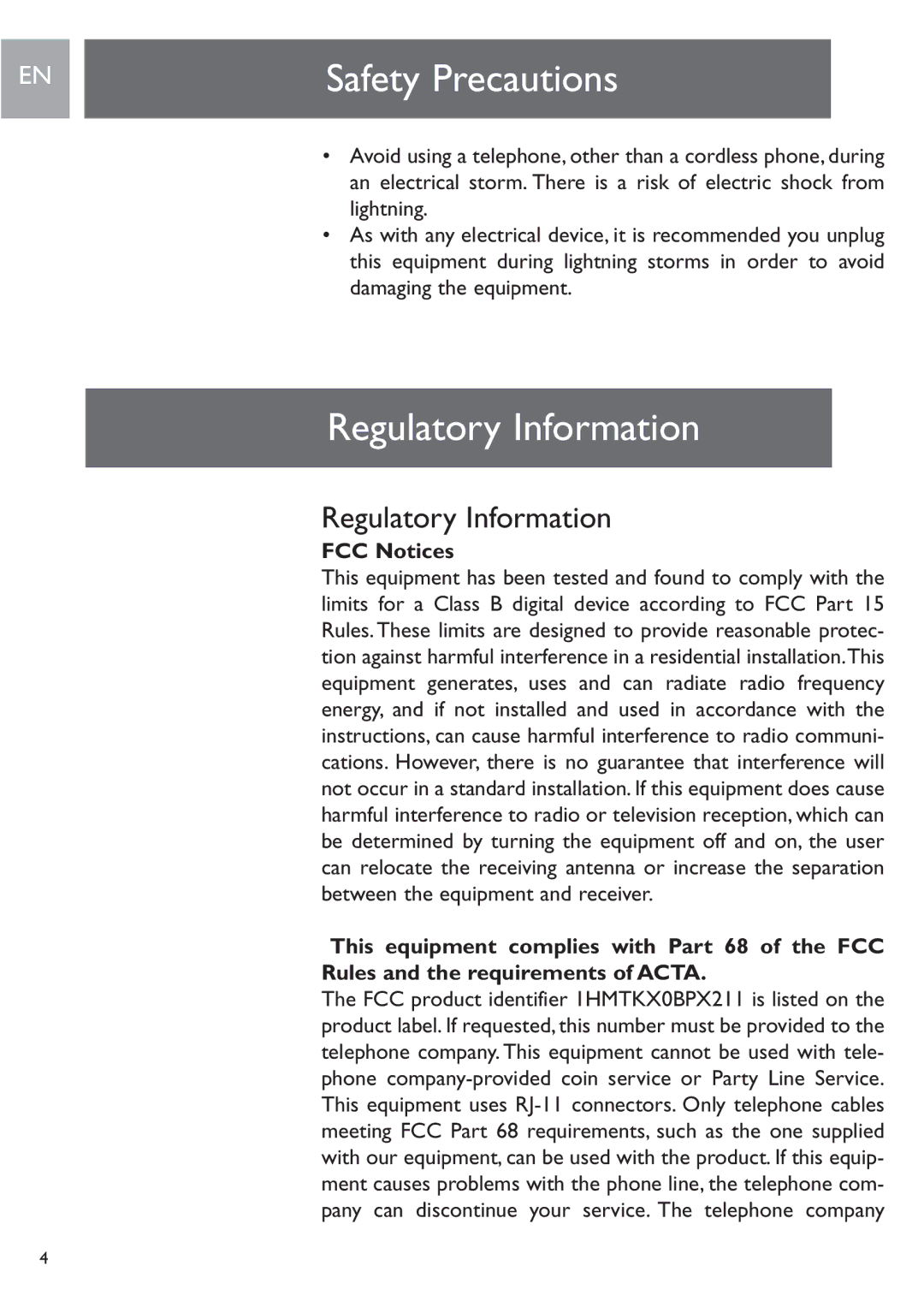 Philips PH0900L user manual Regulatory Information, FCC Notices 