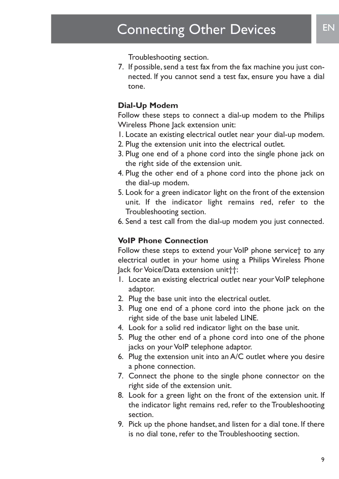 Philips PH0900L user manual Dial-Up Modem, VoIP Phone Connection 