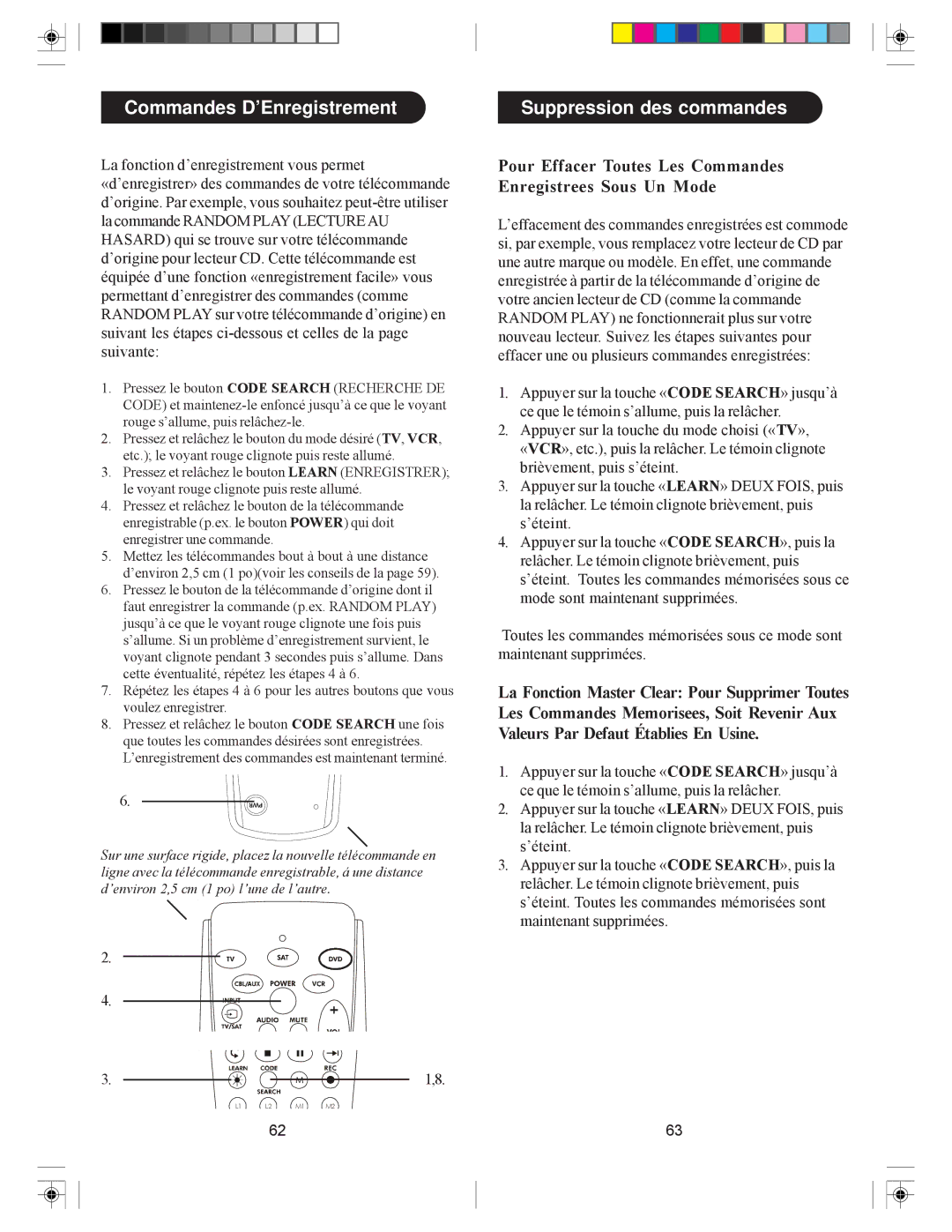 Philips PH5DSS manual Commandes D’Enregistrement, Suppression des commandes 